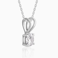 Silver Zircon Pendant with Link Chain