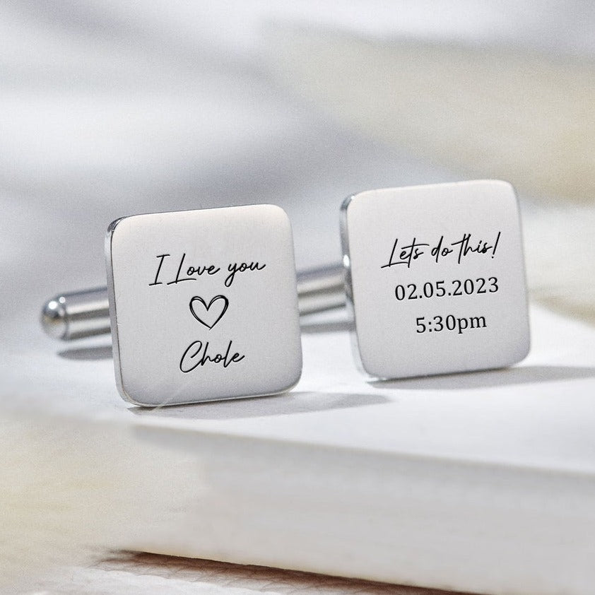 Personalized Engraving Square Cufflinks - Giva