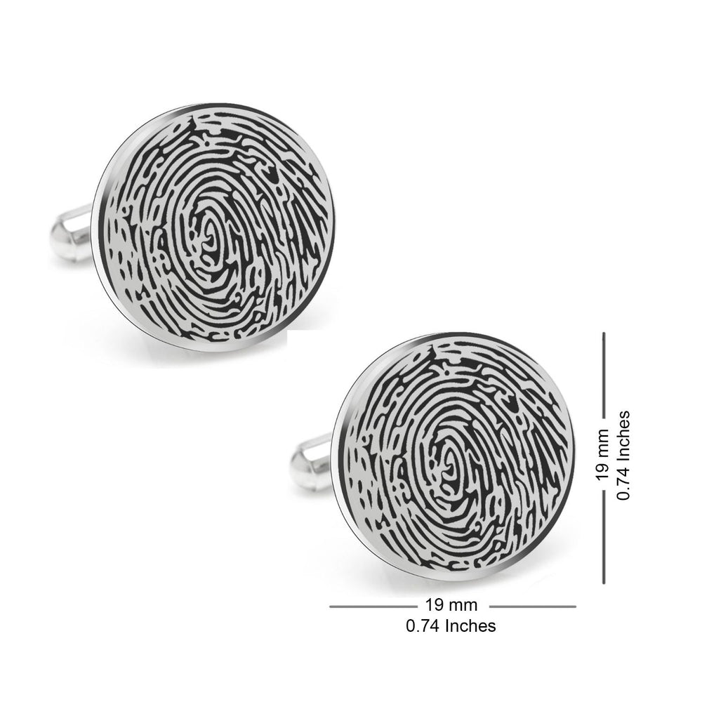Personalized Fingerprint Round Shaped Cufflink for Men and Boys - Giva