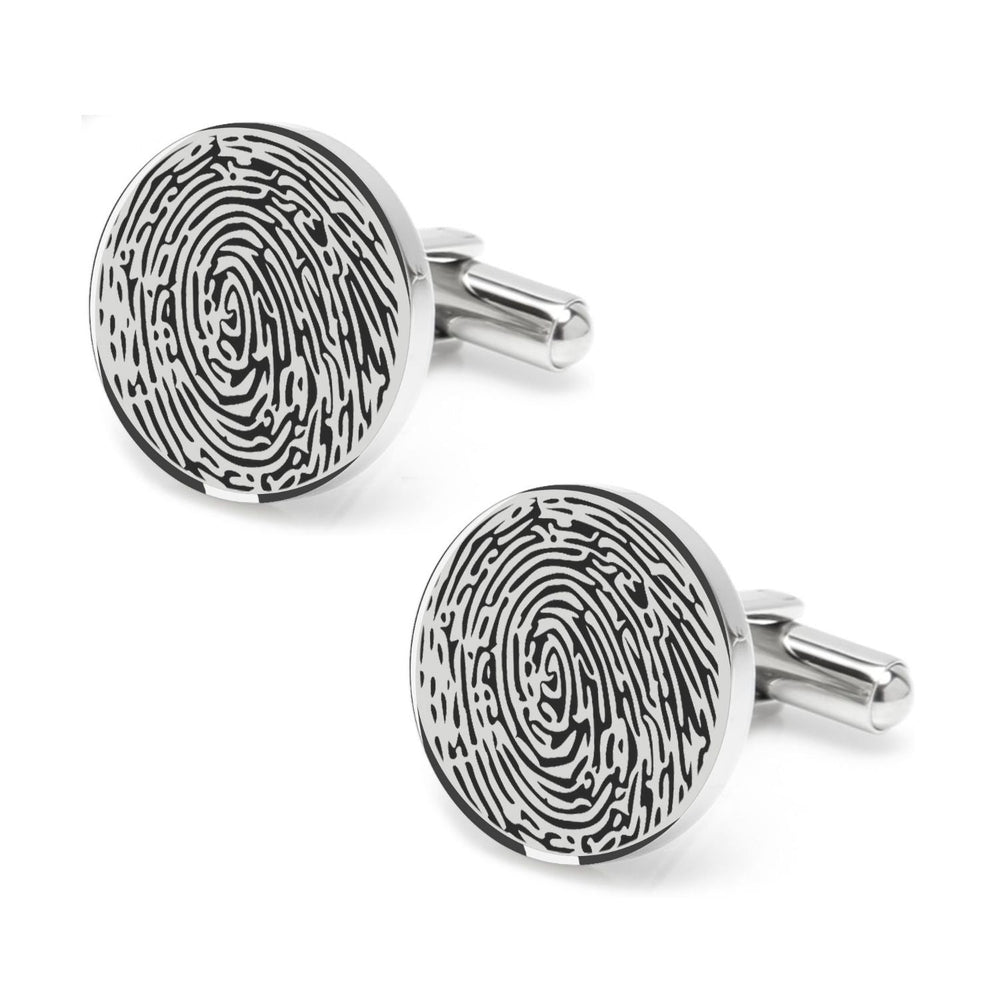 Personalized Fingerprint Round Shaped Cufflink for Men and Boys - Giva