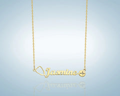 Gold Personalized Stethoscope Name Necklace , Stethoscope Name Necklace , Stethoscope Necklace With Name , Nurse Name Necklace