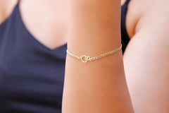 Personalized Tiny Interlocking Two Initials Bracelet, Dainty Gold Letter Bracelet, Custom Curb Chain Bracelet, Personalized Gifts