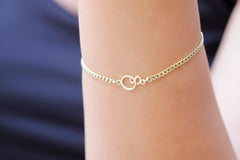 Personalized Tiny Interlocking Two Initials Bracelet, Dainty Gold Letter Bracelet, Custom Curb Chain Bracelet, Personalized Gifts
