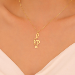 Personalized Treble Clef Name Necklace, Custom Music Note Pendant for Musicians, Music Lover Necklace, Musician Gift, Valentine's Day Gift