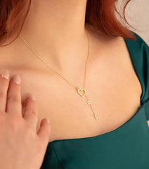 Dainty Custom Name Lariat Necklace, Custom Drop Name Necklace, Personalized Lariat Y Heart Shape Necklace, Y Name Necklace, Mothers Day Gift