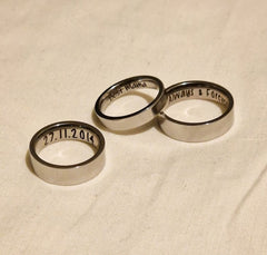 Personalised Ring, Custom Engraved, 4/6mm, Stainless Steel, Name Date Coordinates, Unique Gift