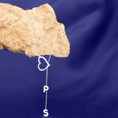 Dainty Custom Name Lariat Necklace, Custom Drop Name Necklace, Personalized Lariat Y Heart Shape Necklace, Y Name Necklace, Mothers Day Gift